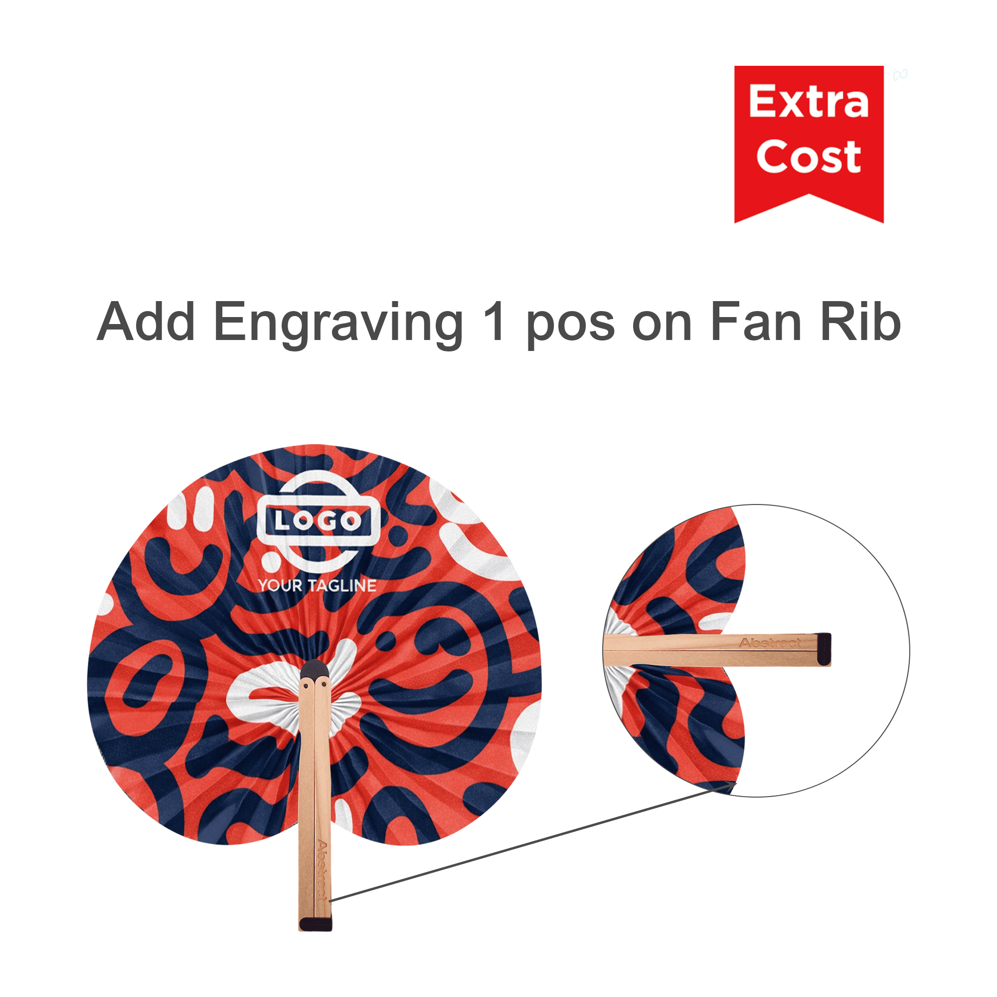 Peach Shape Wooden Paper Fan