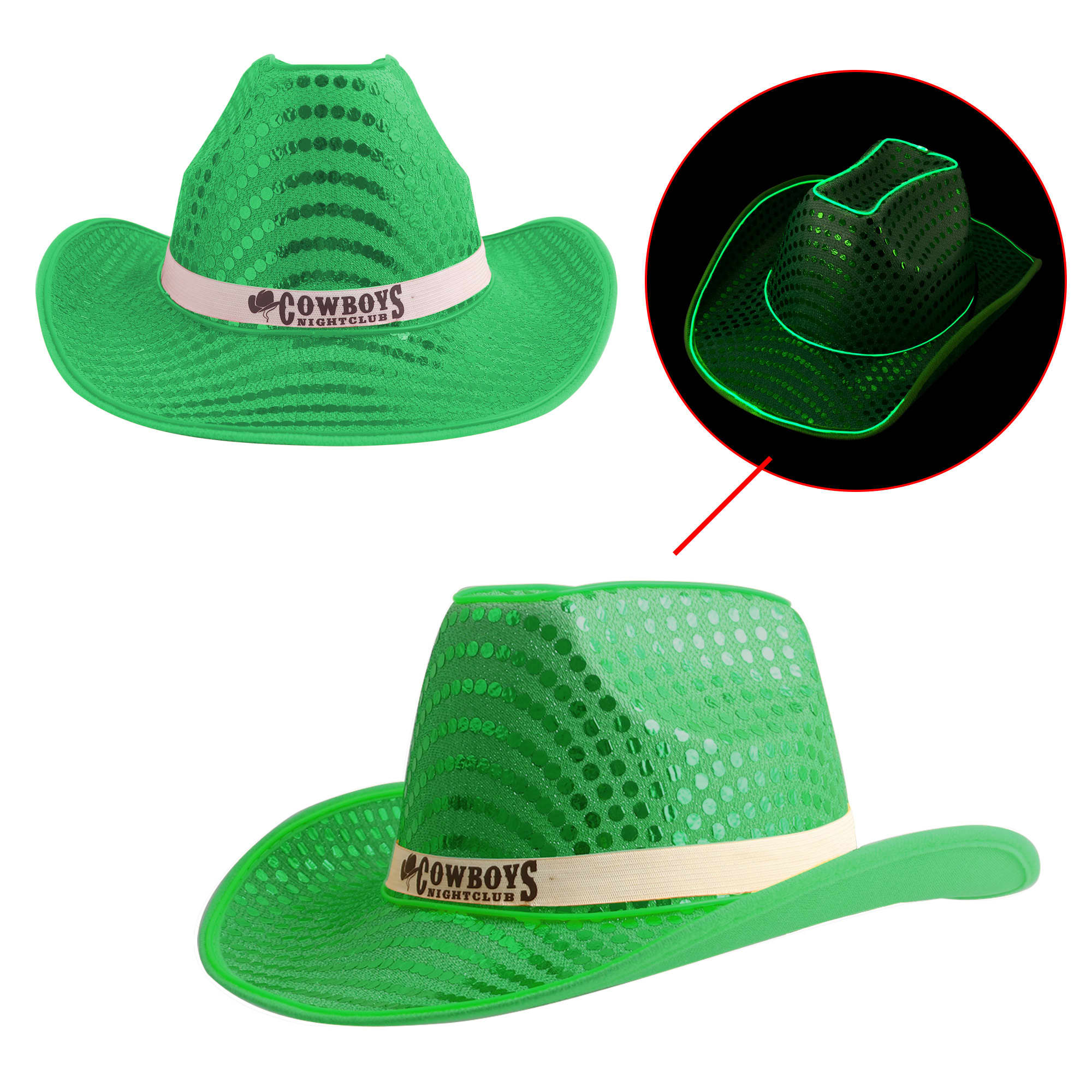Light Up Sequin Cowboy Hats