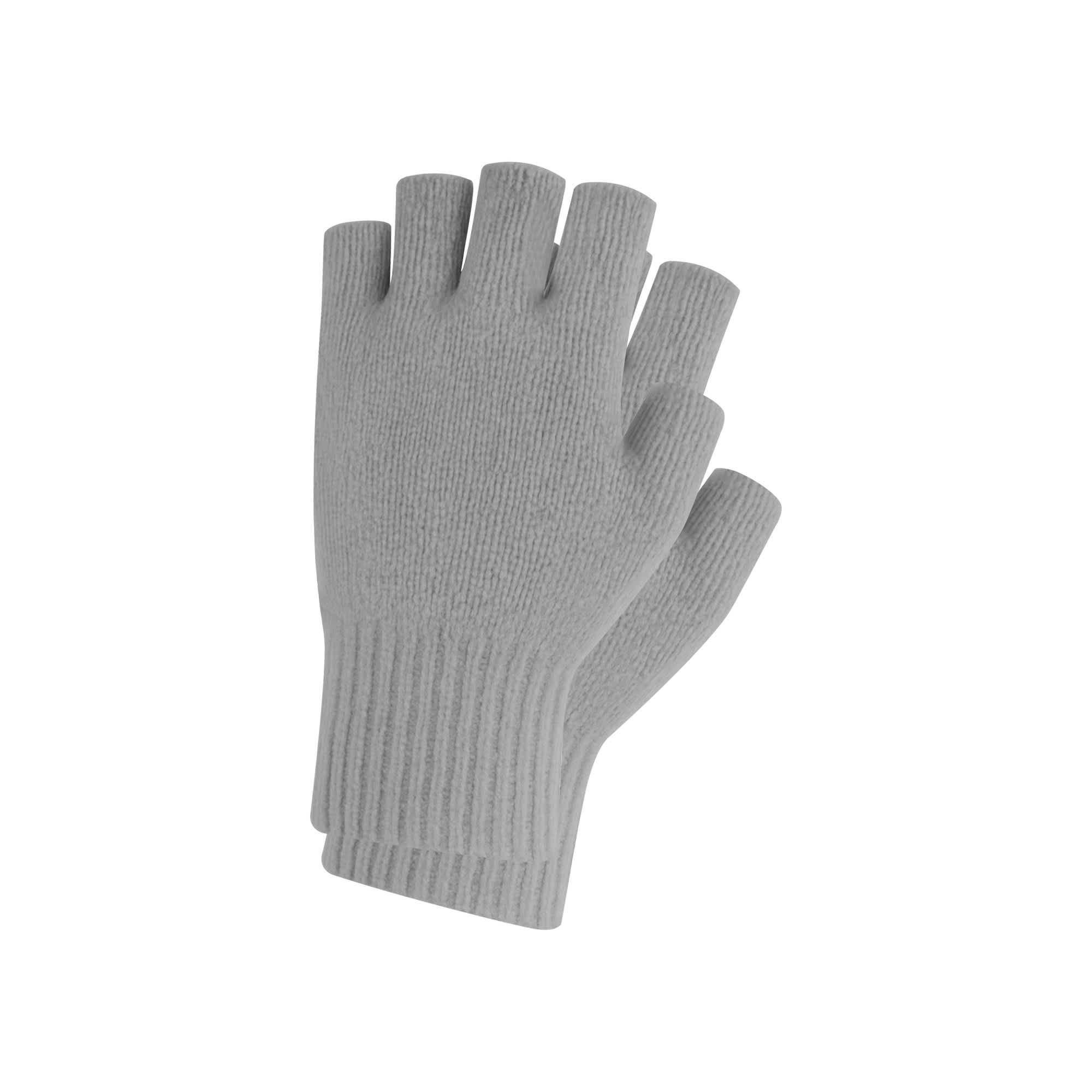 Adults Plain Knitted Fingerless Gloves with Woven Label