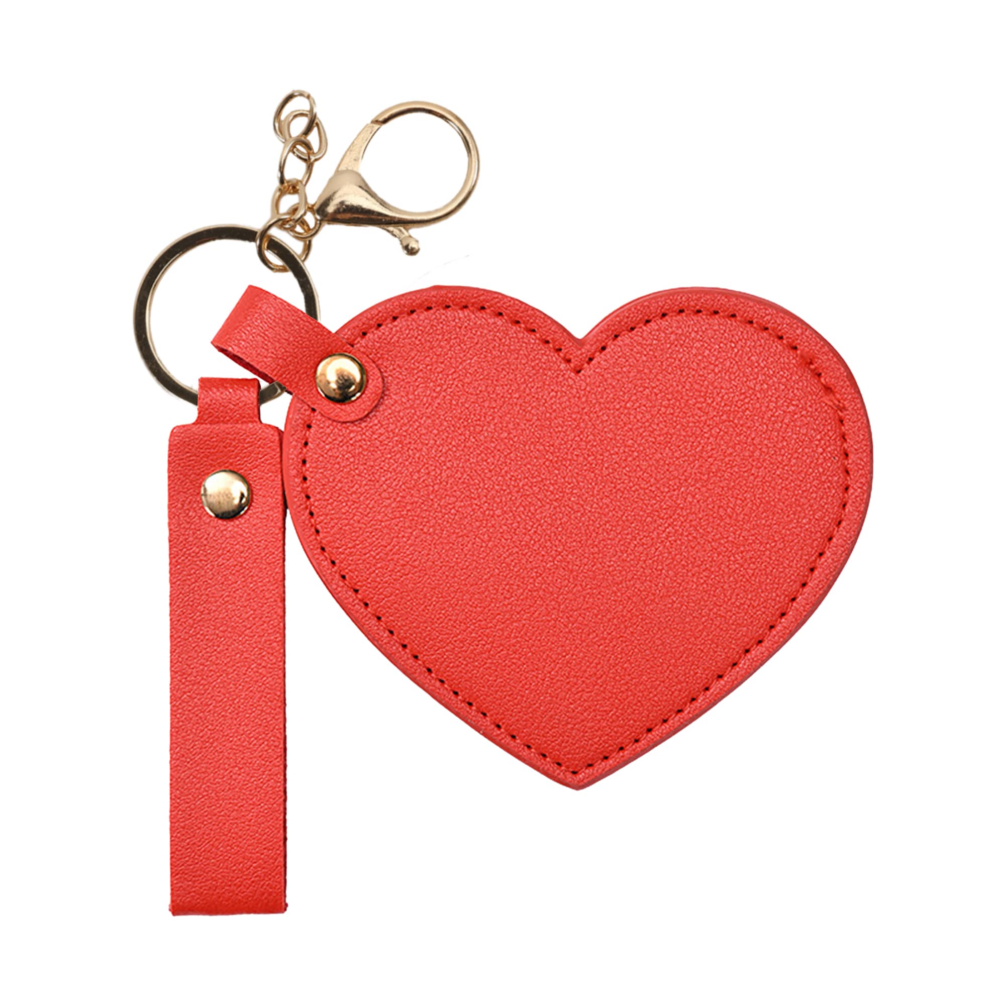 Heart-Shaped Compact Mirror with Keychain