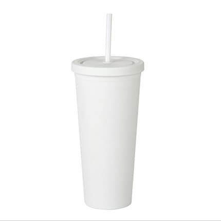 24oz Matte Plastic Cups with Lids & Straws