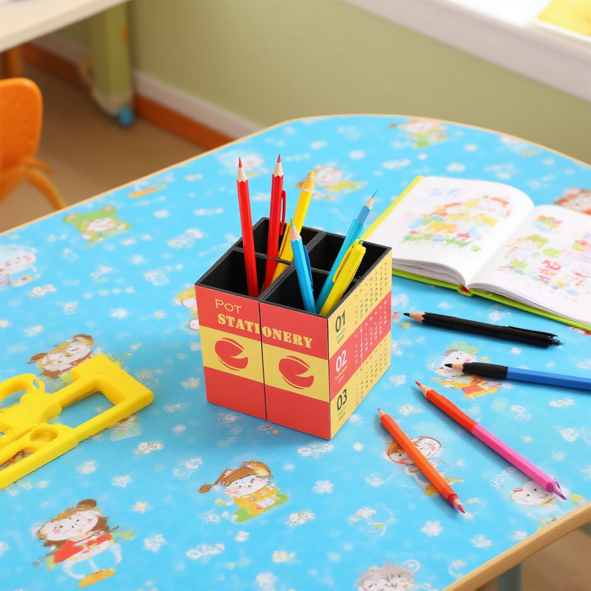 Four-panel Foldable Pen Holder