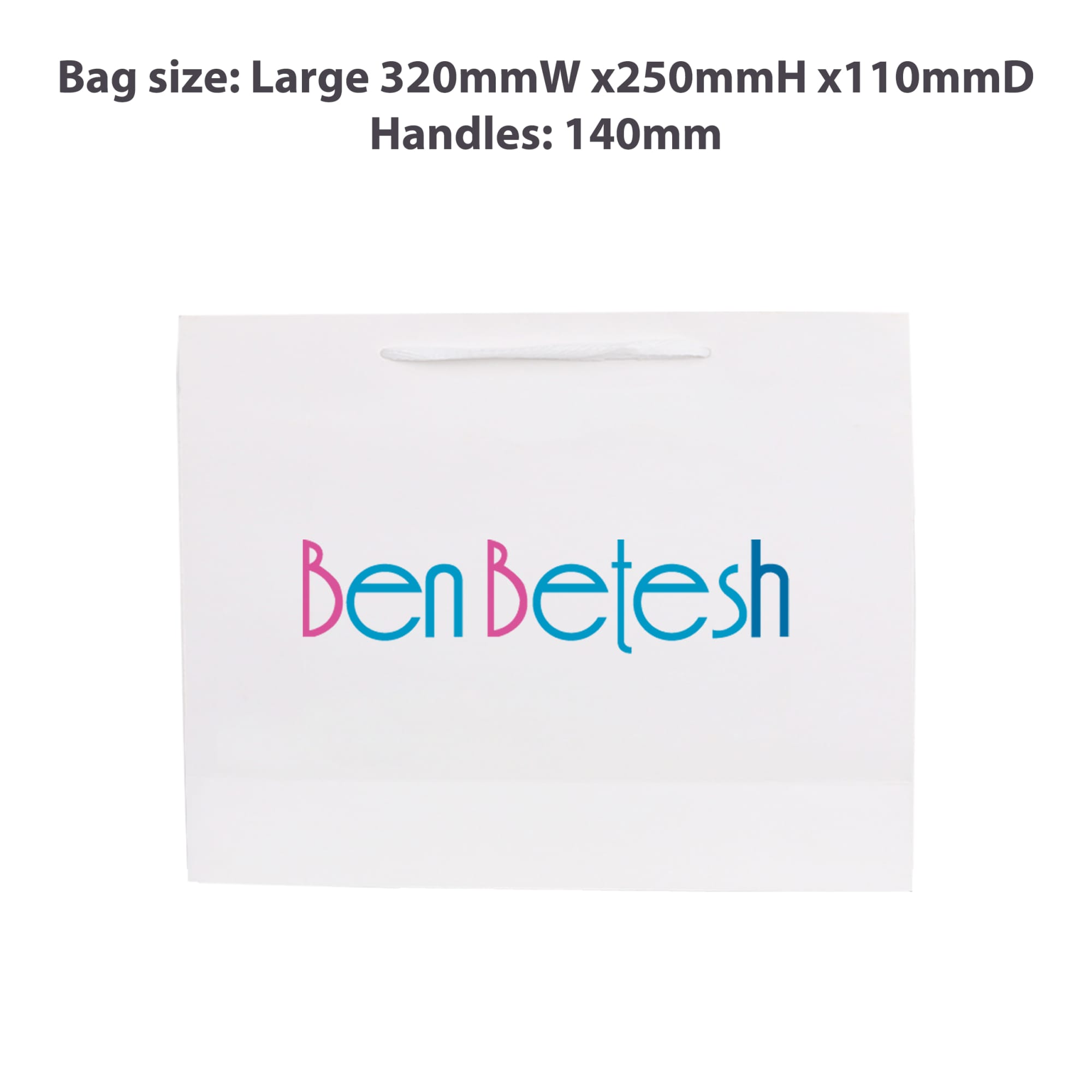 Large Crosswise Paper Bag with Fabric Flat Handle(320 x 250 x 110mm)