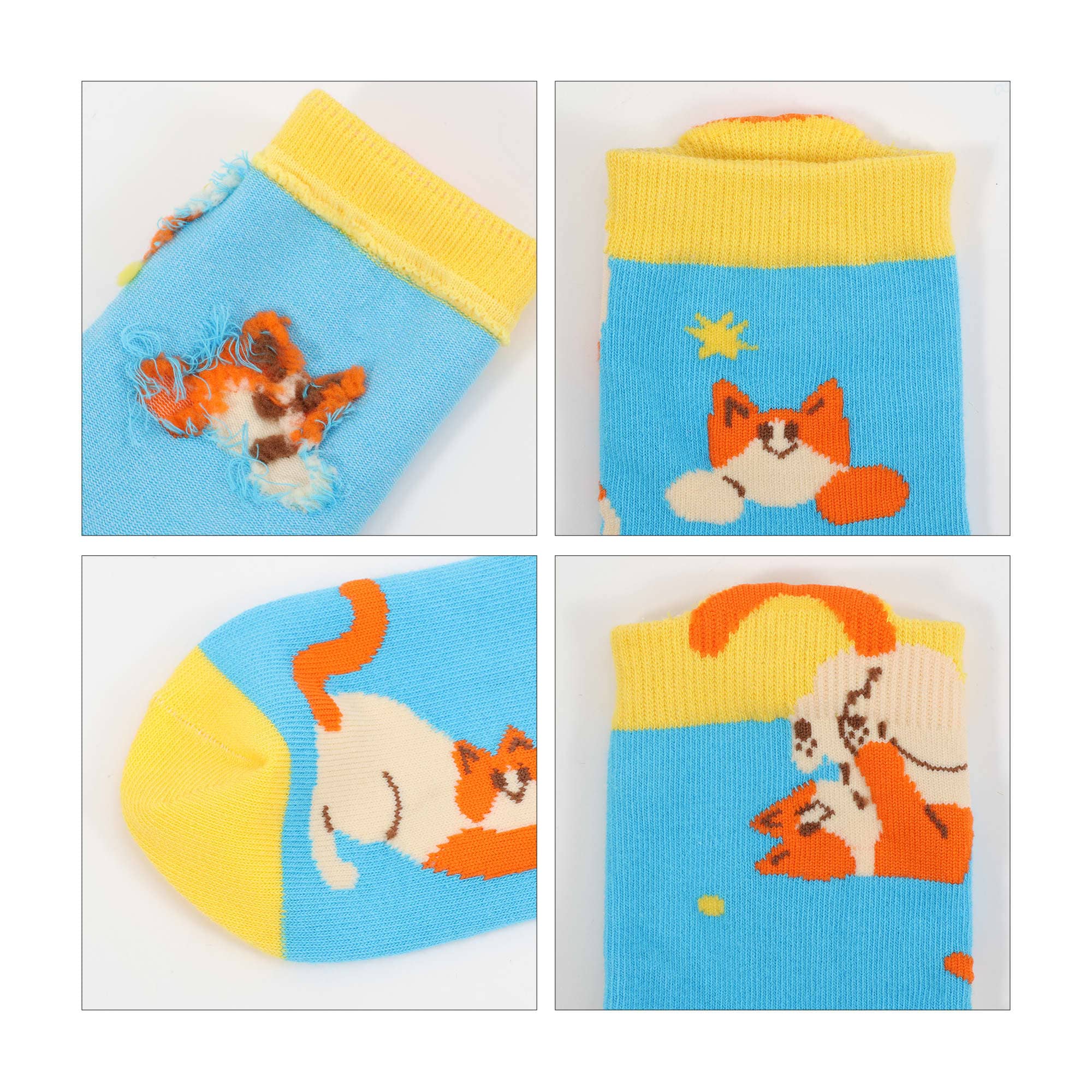 Ear Shaped Crew Kids Custom Pattern Woven Socks