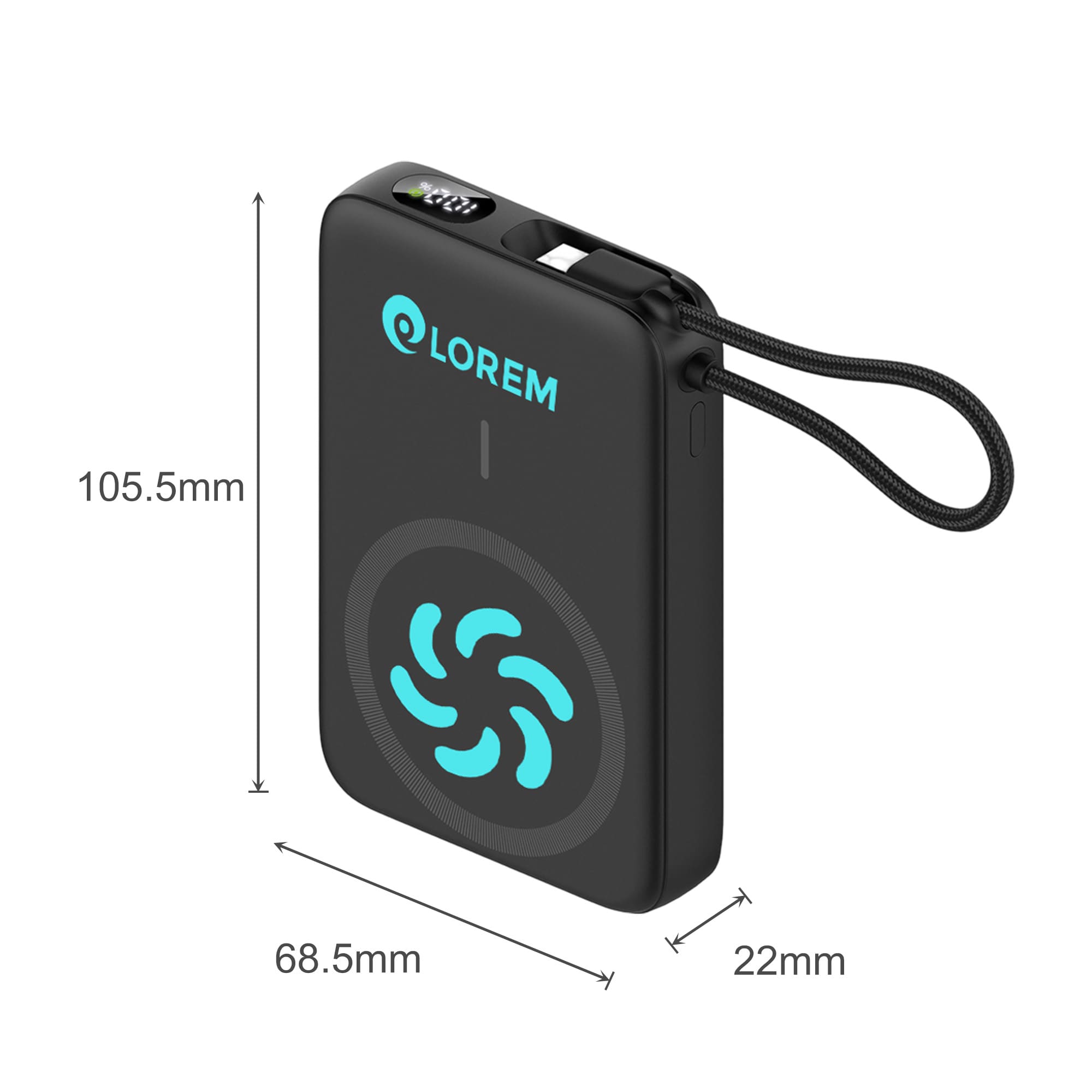 10000mAh Magnetic Wireless  Power Bank with Charging Cable