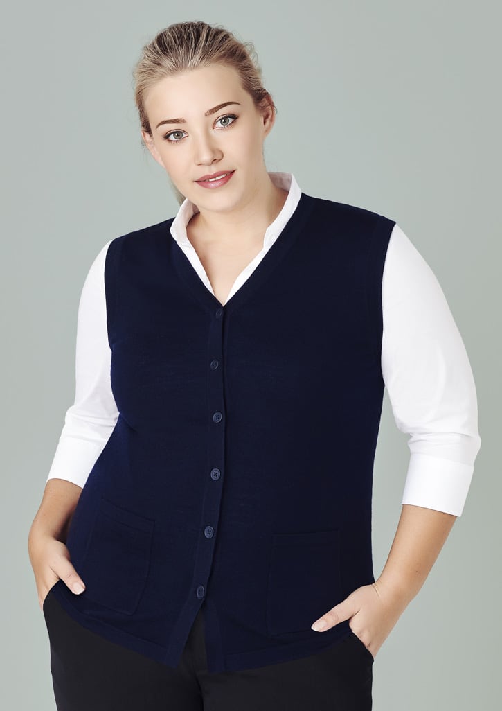 Womens Button Front Knit Vest