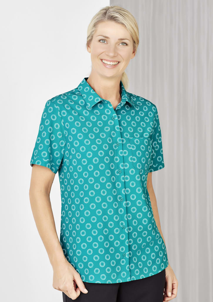Womens Florence Daisy Print Short Sleeve Shirt