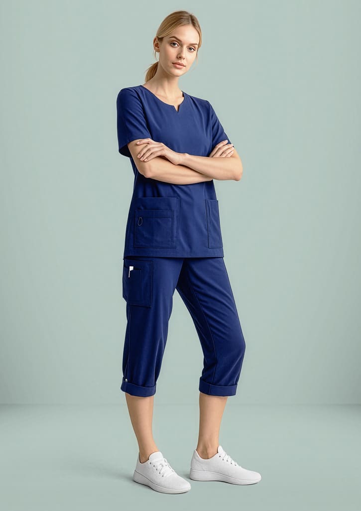 Womens Avery Round Neck Scrub Top