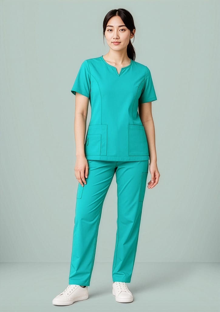 Womens Avery Round Neck Scrub Top