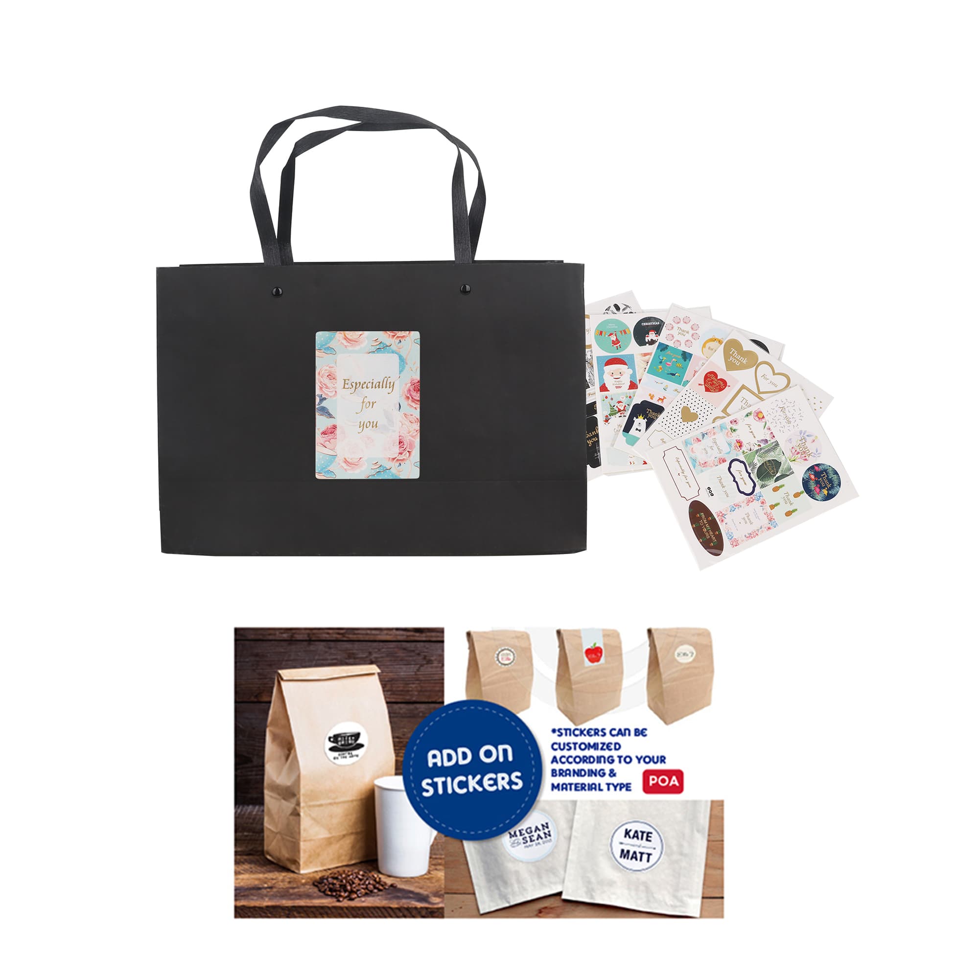Large Crosswise Paper Bag with Knitted Handle(420 x 300 x 120mm)