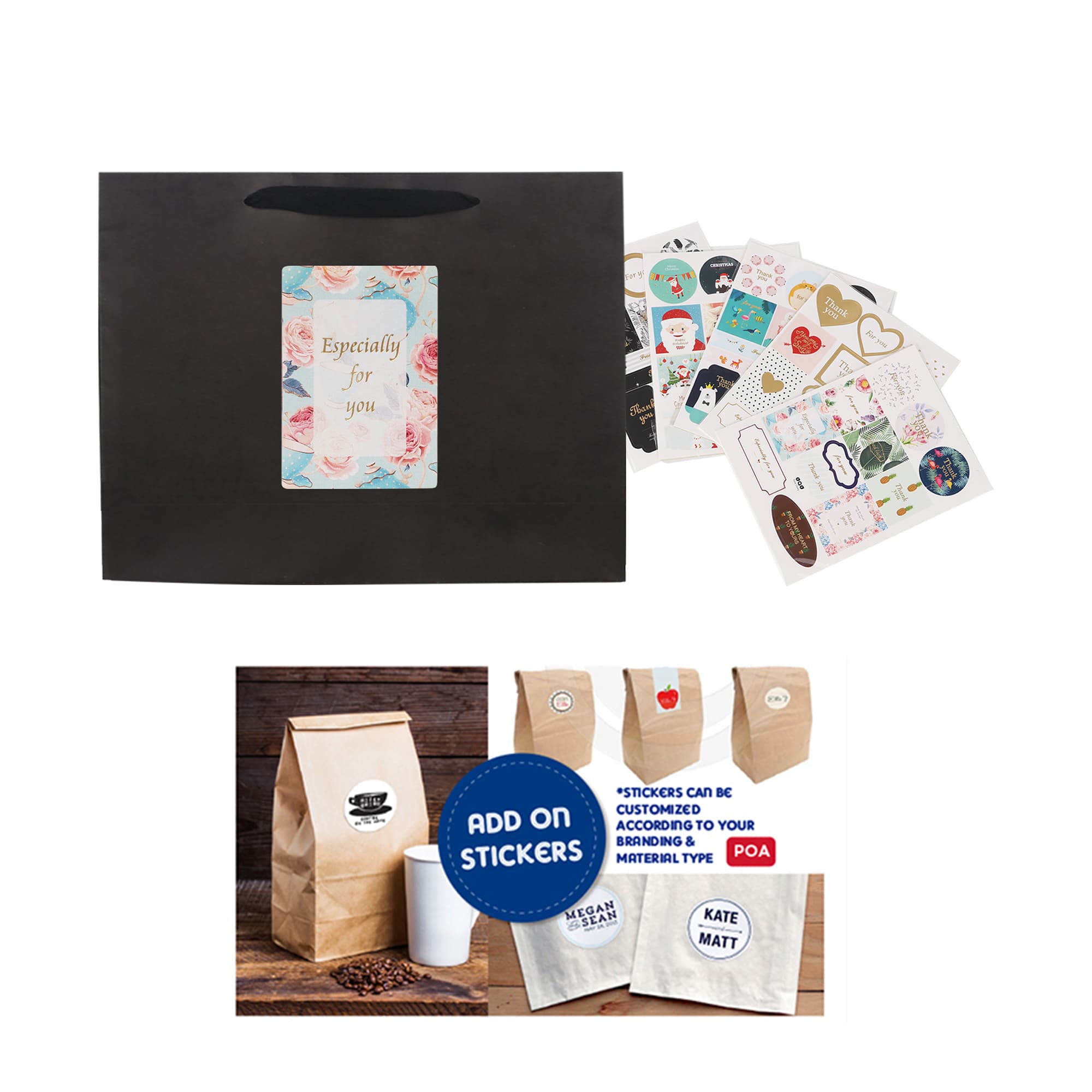 Small Crosswise Paper Bag with Rope Handle(180 x 140 x 80mm)