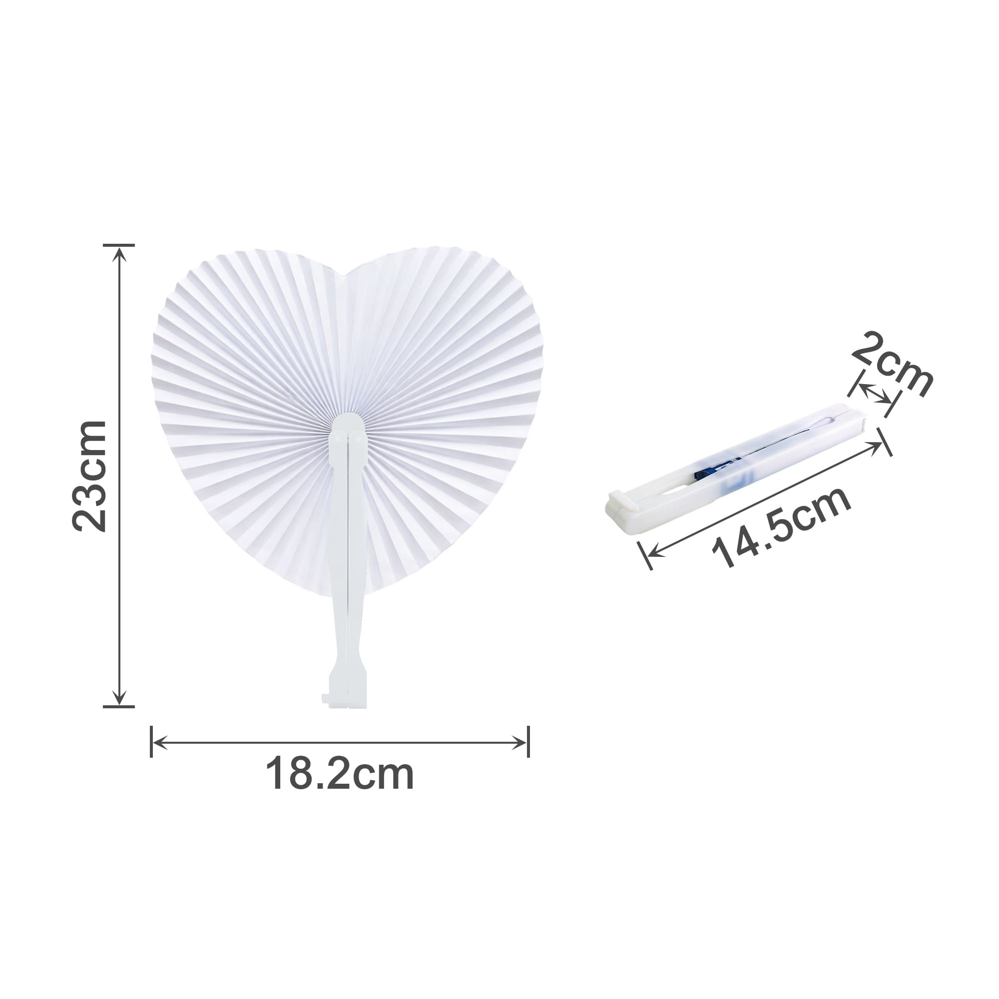 Heart Shape Plastic Handle Paper Fan