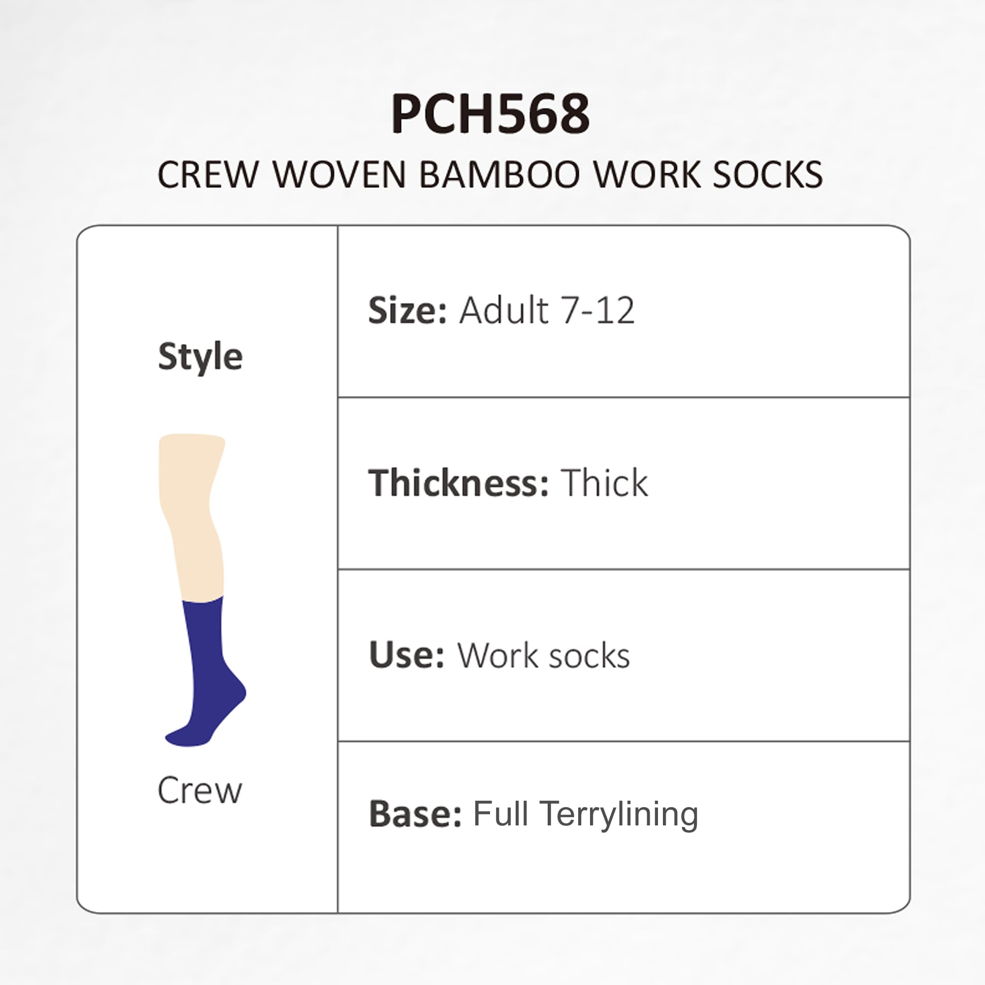 Crew Woven Bamboo Work Socks