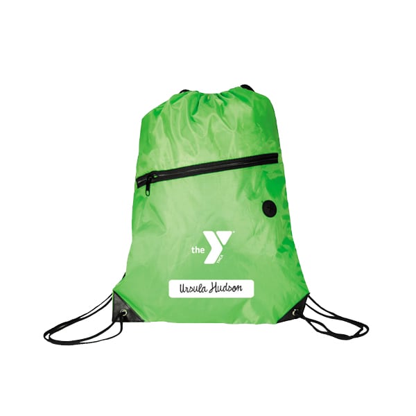 Polyester Drawstring Bag with Zippered Pocket