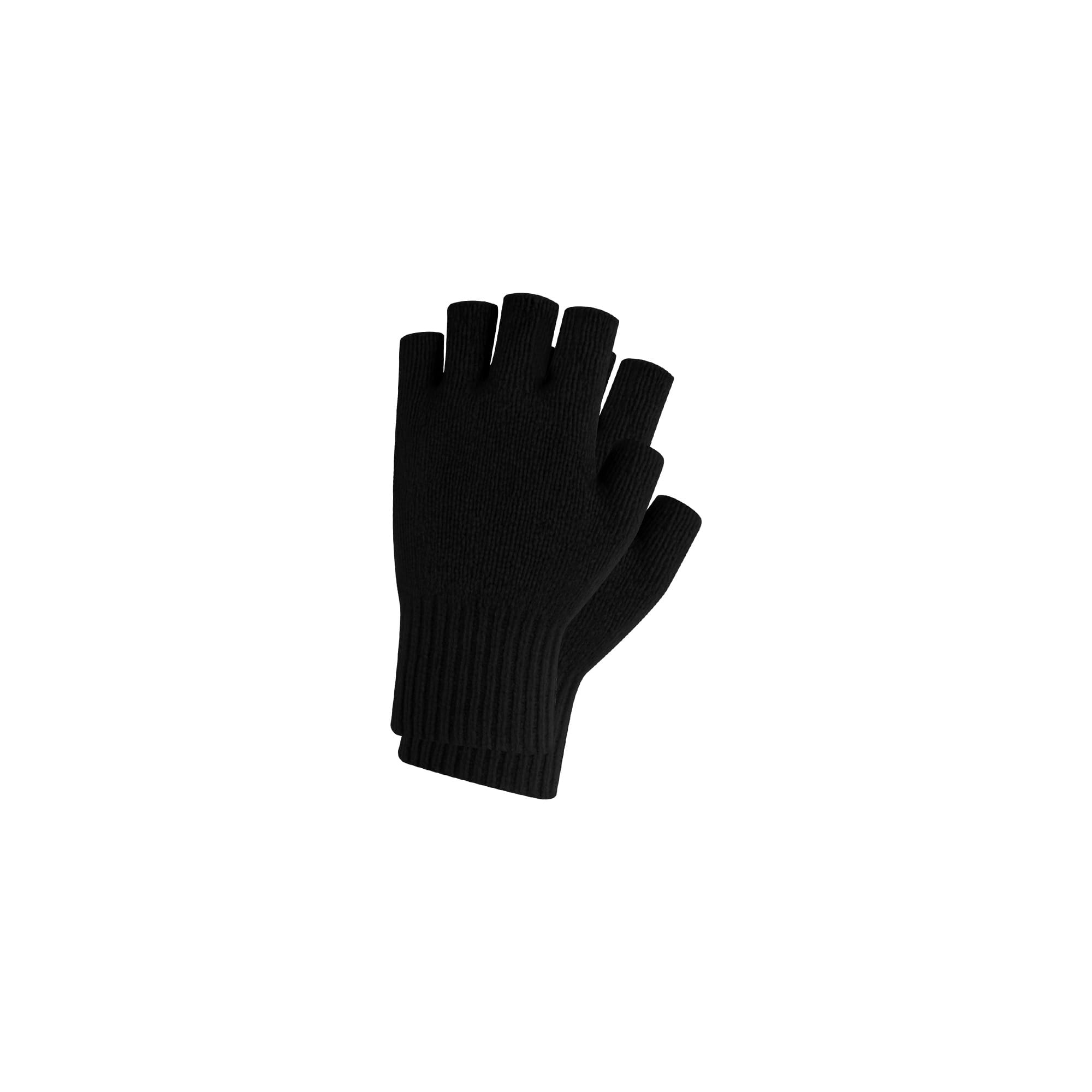 Kids Plain Knitted Fingerless Gloves with Woven Label