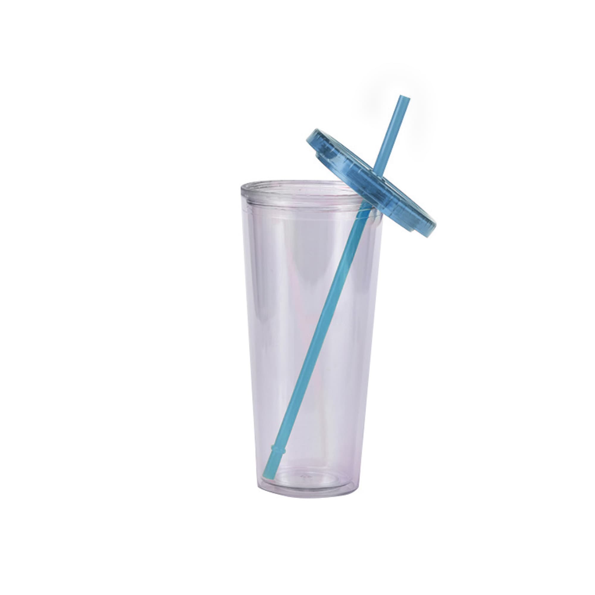 24oz Plastic Cups with Lids & Straws
