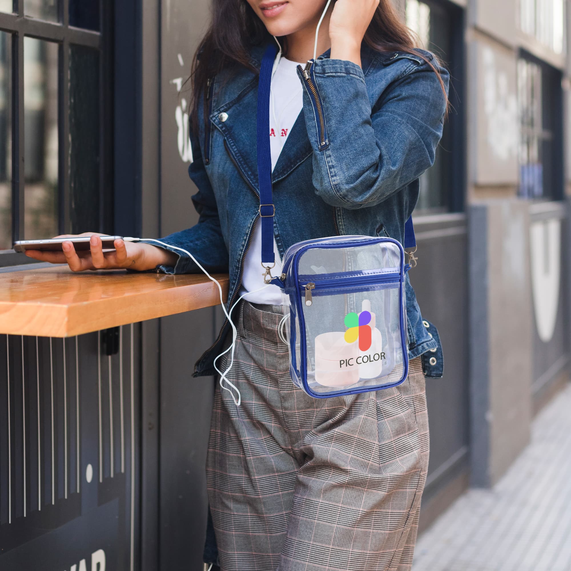 Clear Tote Bag with Zipper Closure Crossbody