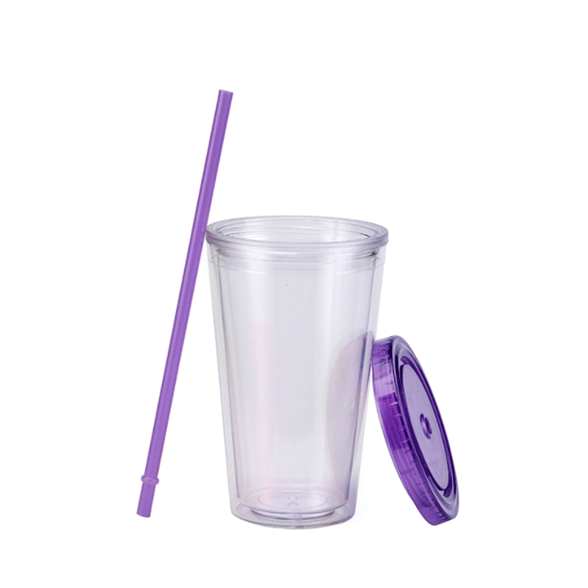 16oz Plastic Cups with Lids & Straws