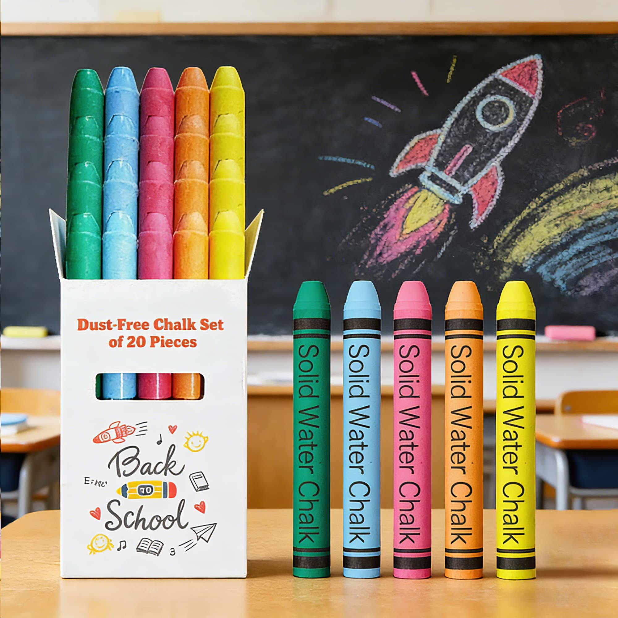 Dust-Free Chalk Set of 20 Sticks