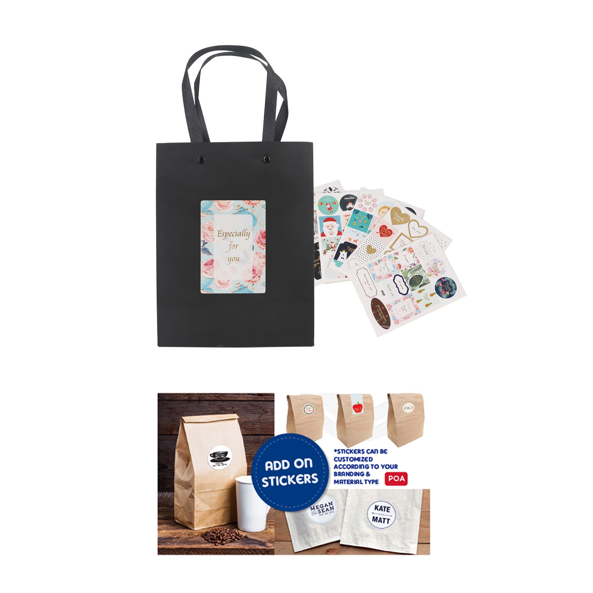 Small Vertical Paper Bag with Knitted Handle(170 x 220 x 100mm)