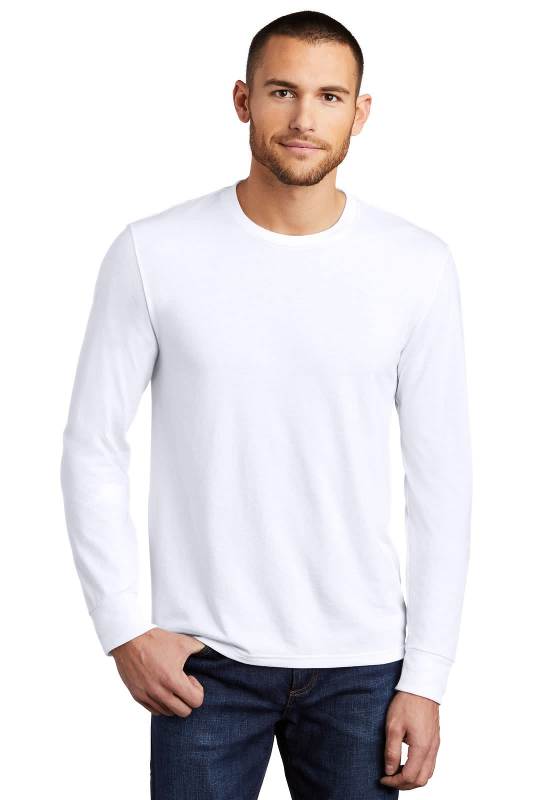 District Made Mens Perfect Tri Long Sleeve Crew Tee