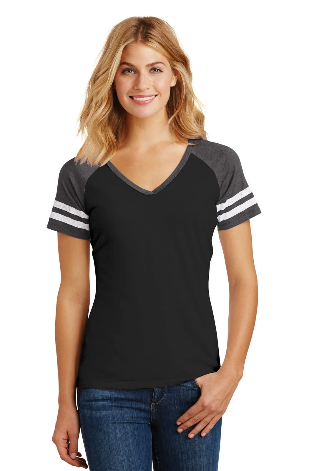 District Made Ladies Game V-Neck Tee