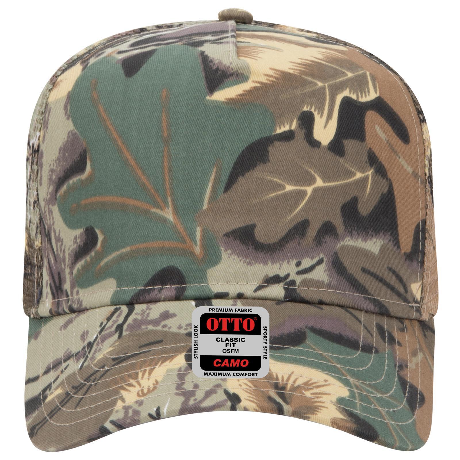 Camo 5 Panel Mid Crown Trucker Cap