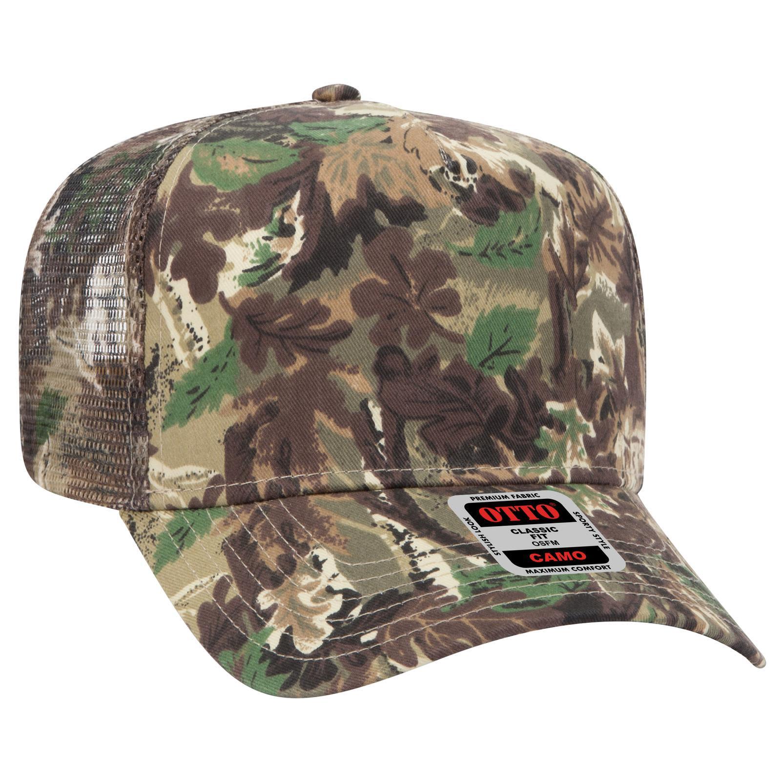 Camo 5 Panel Mid Crown Trucker Cap