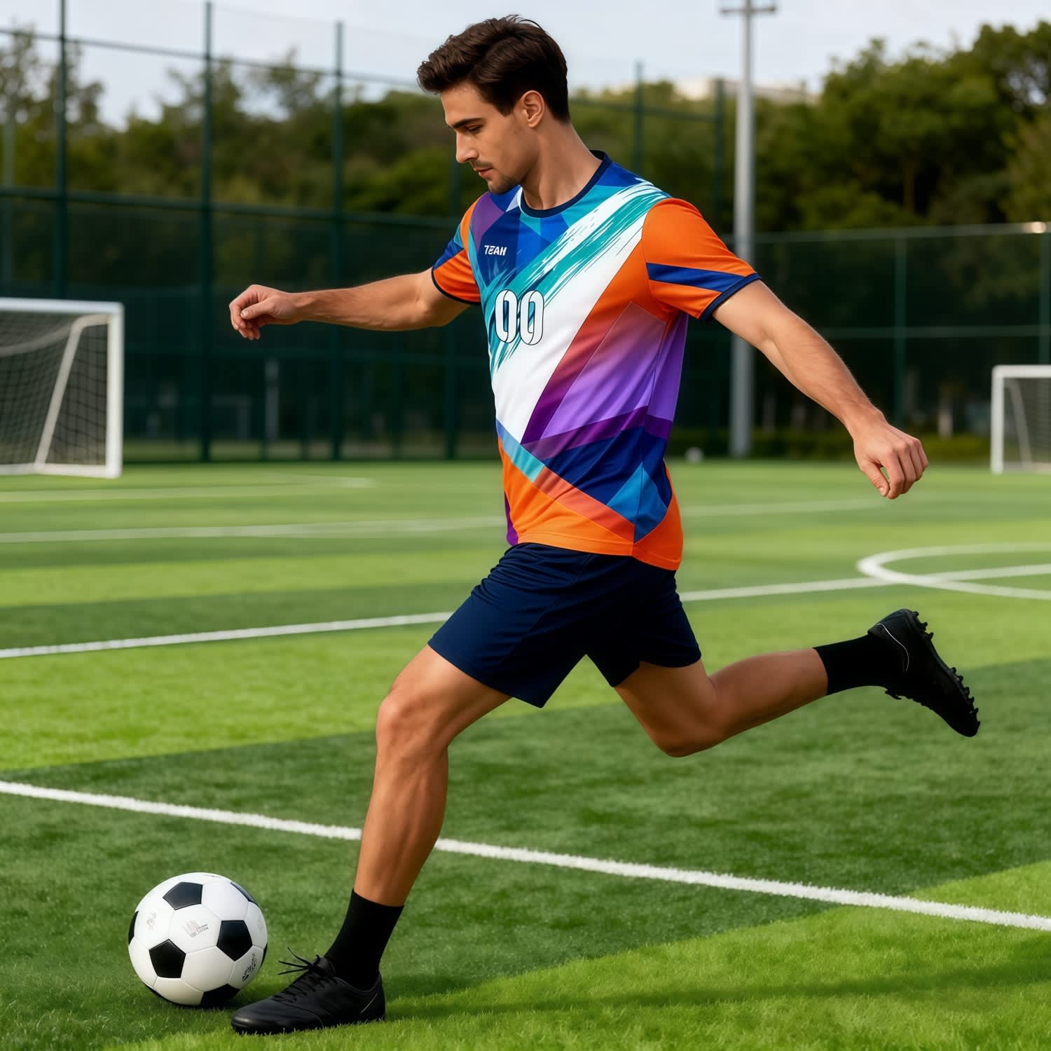 Asymmetrical Hem Crew Neck Sublimated Sport Jersey