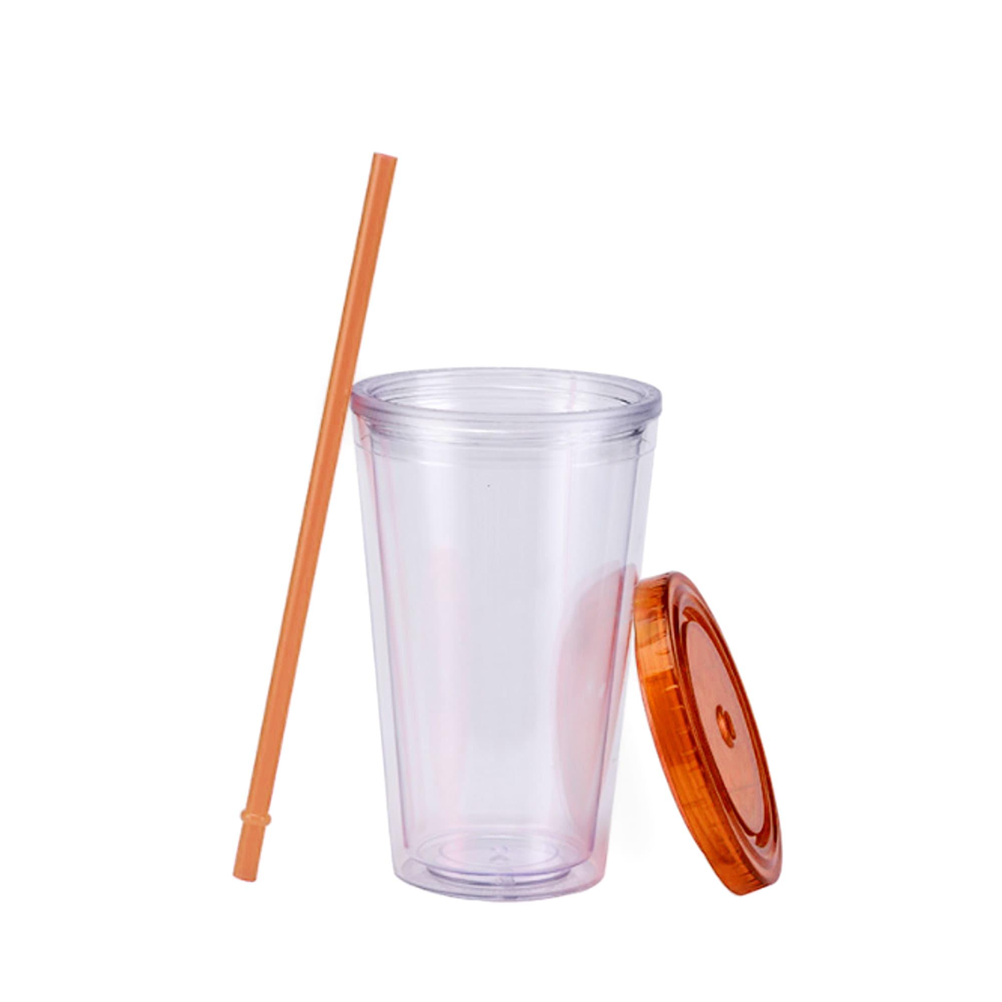 16oz Plastic Cups with Lids & Straws