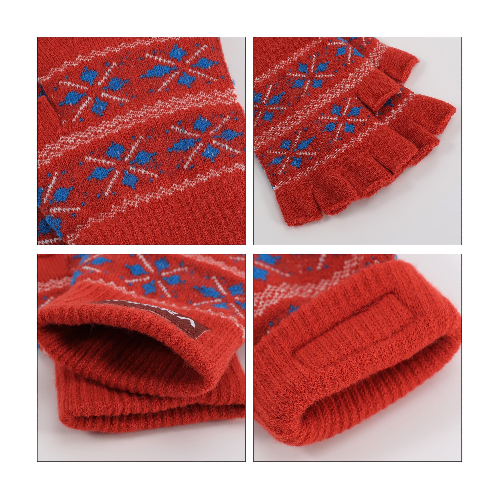 Adults Jacquard Fingerless Gloves