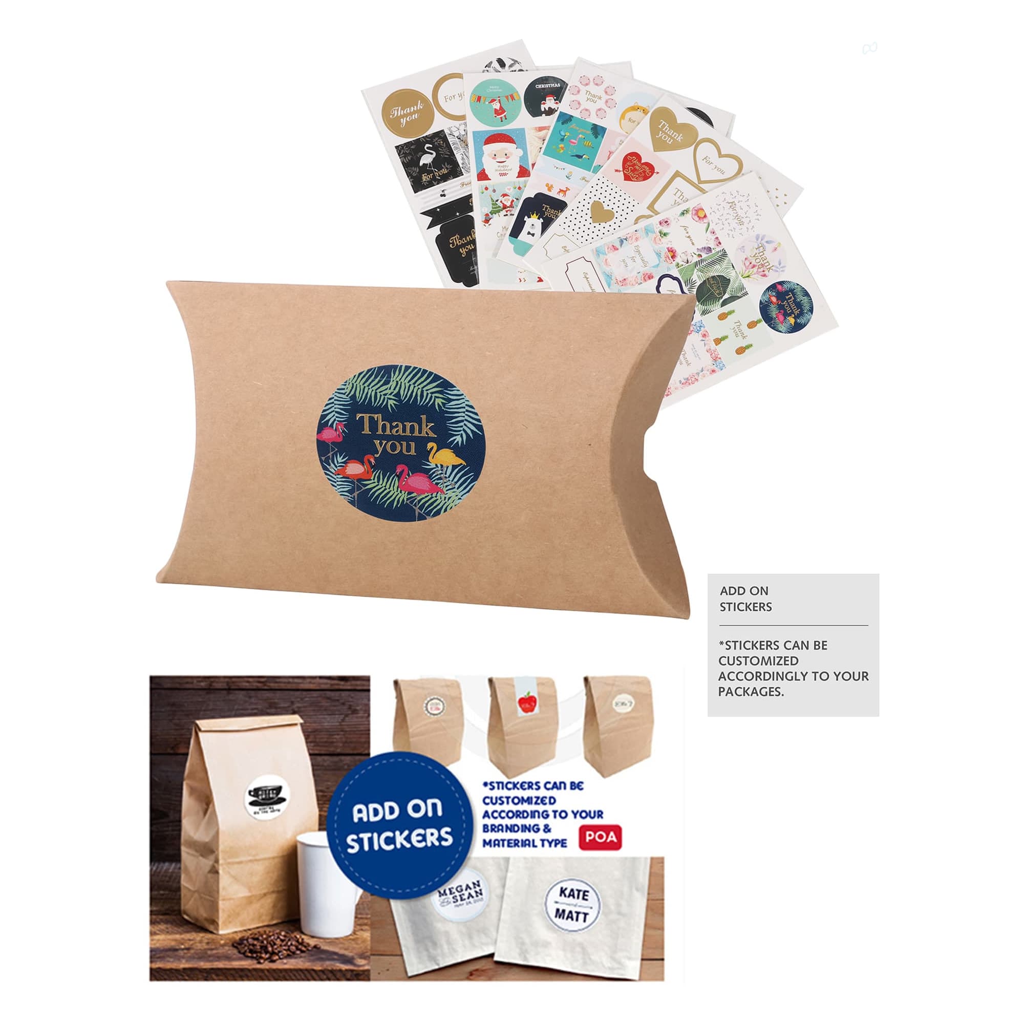 Large Brown Kraft Pillow Box(170 x 140 x 37mm)