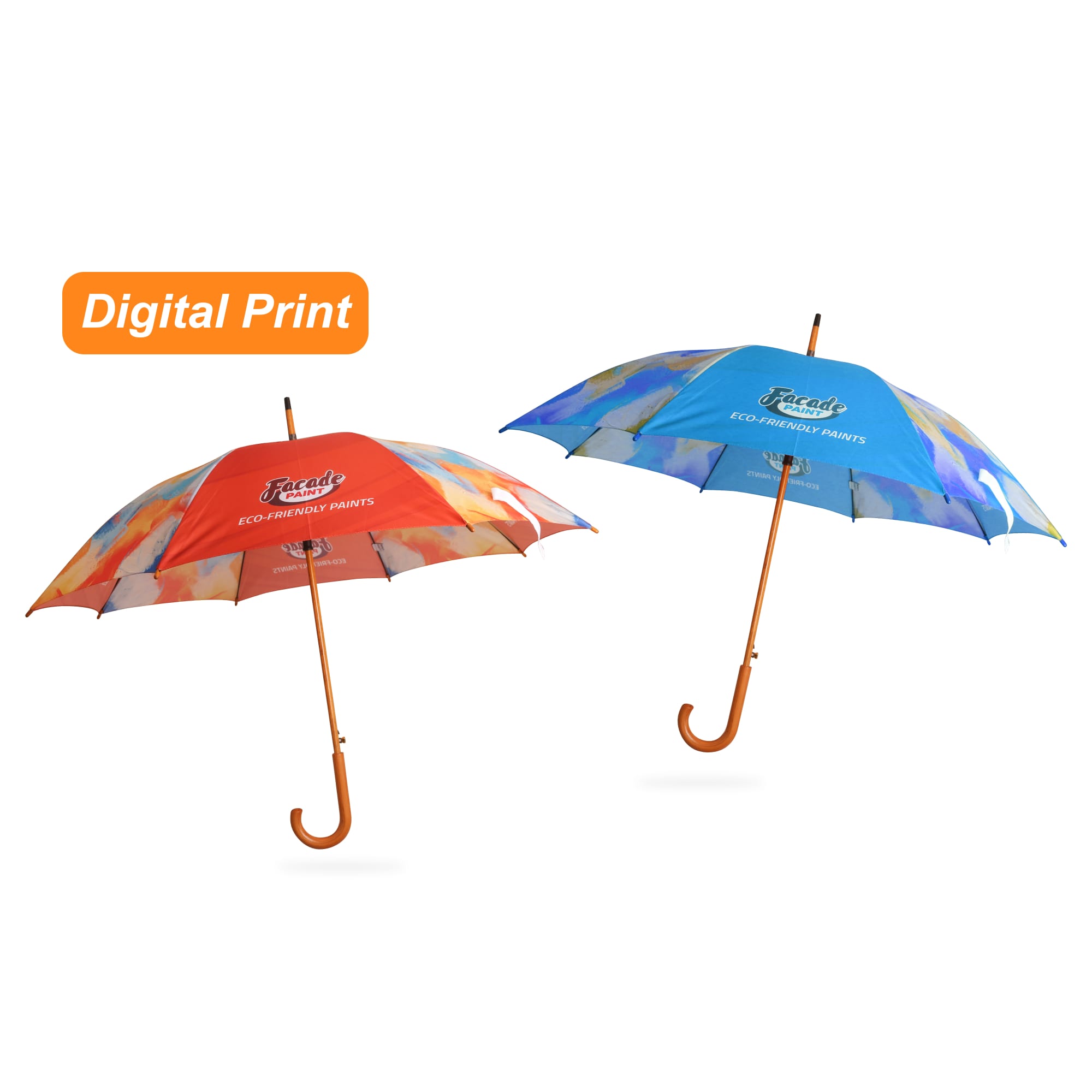 RPET Wooden Umbrella with Curved Handle