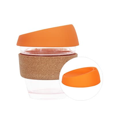 8 OZ Reusable Glass Coffee Cup with Cork Band