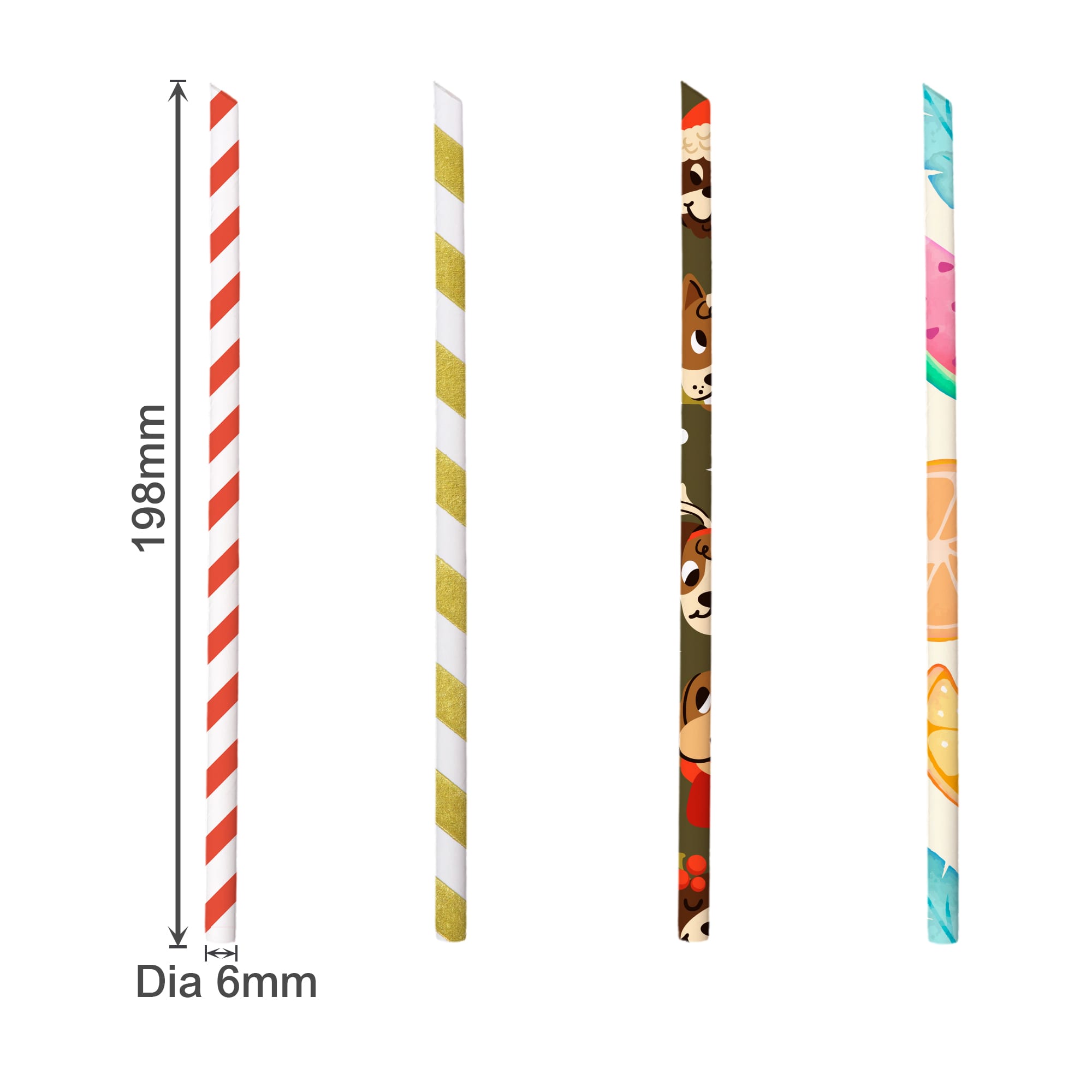Custom Disposable 4-Ply Straight Angled Paper Straws