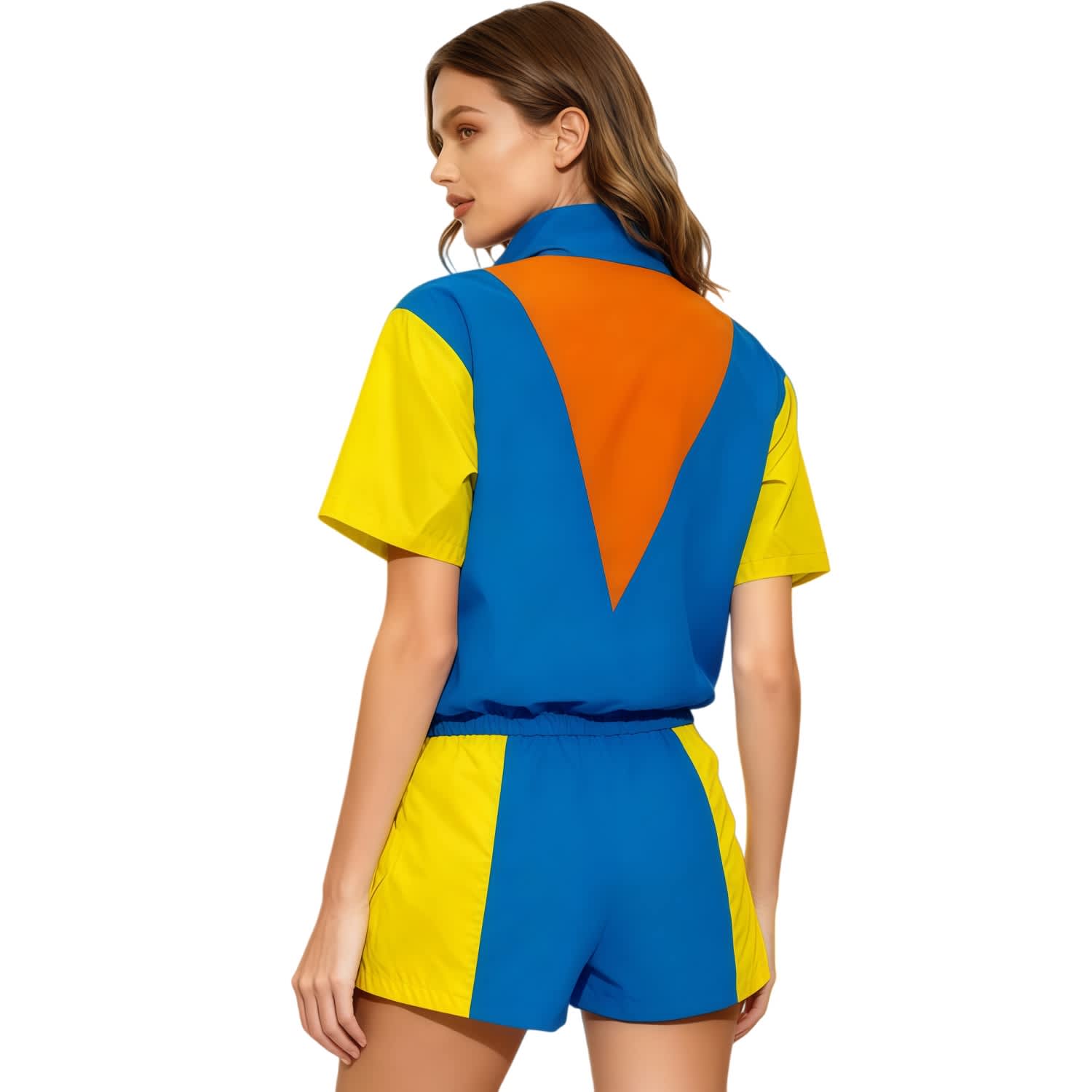 Unisex 100% Polyester 2-Layer Stand-up Collar Short-Sleeve Windbreaker