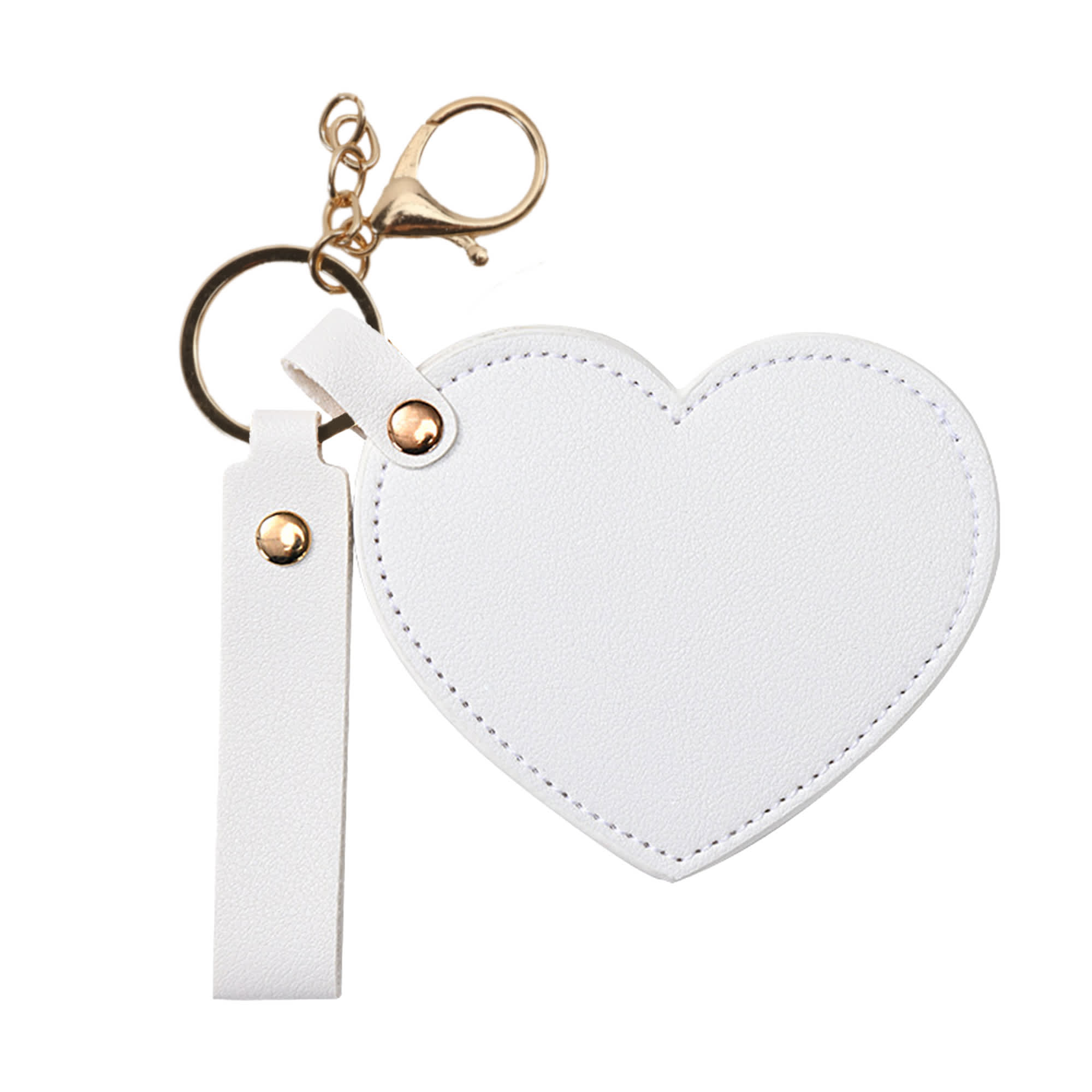 Heart-Shaped Compact Mirror with Keychain