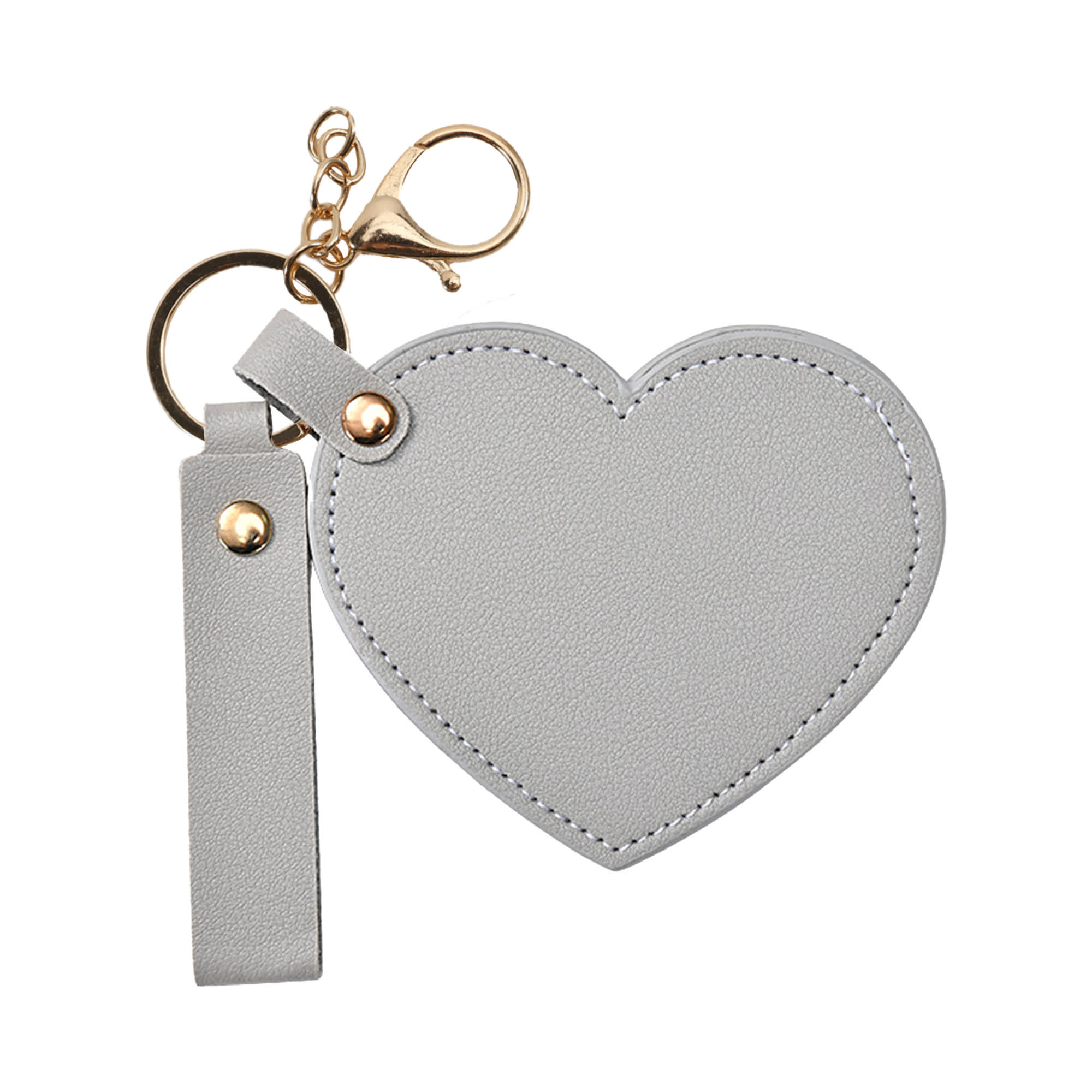 Heart-Shaped Compact Mirror with Keychain