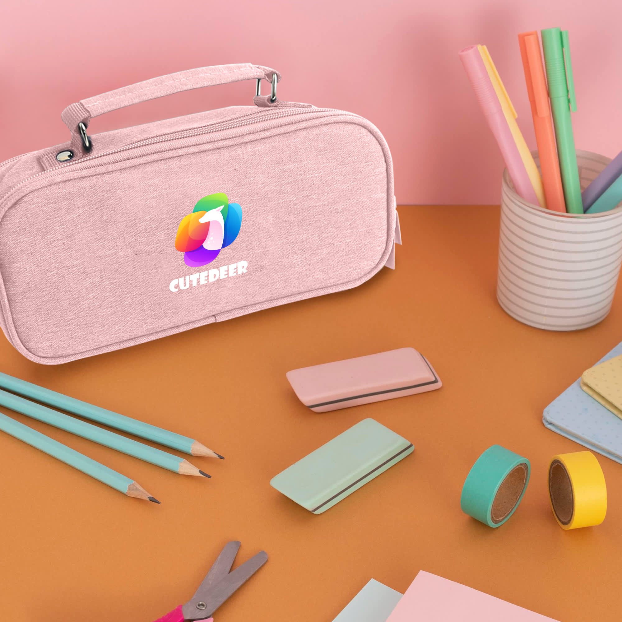 Pencil Case with Compartments and handle