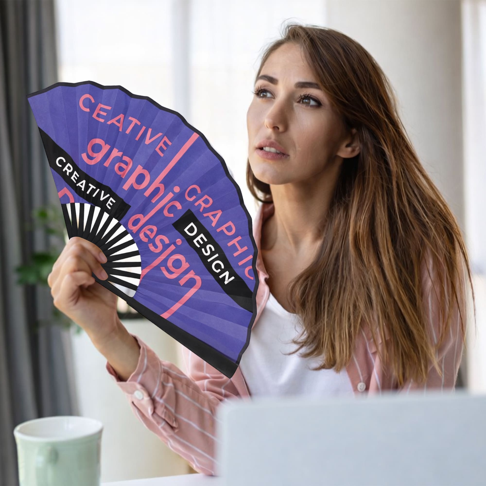 8inch Bamboo Fabric Hand Fan