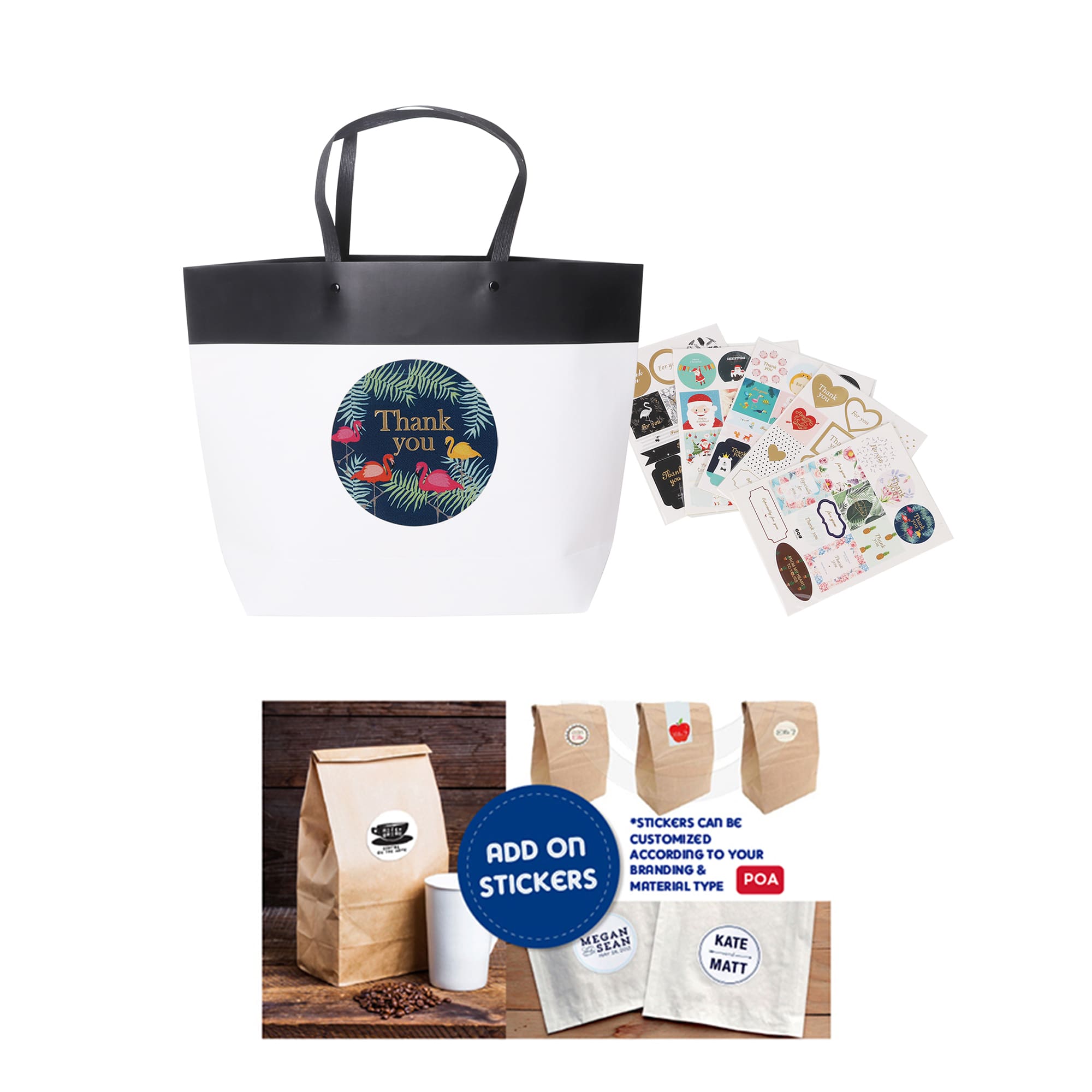 Large Black&White Boutique Paper Bag(380 x 380 x 100mm)