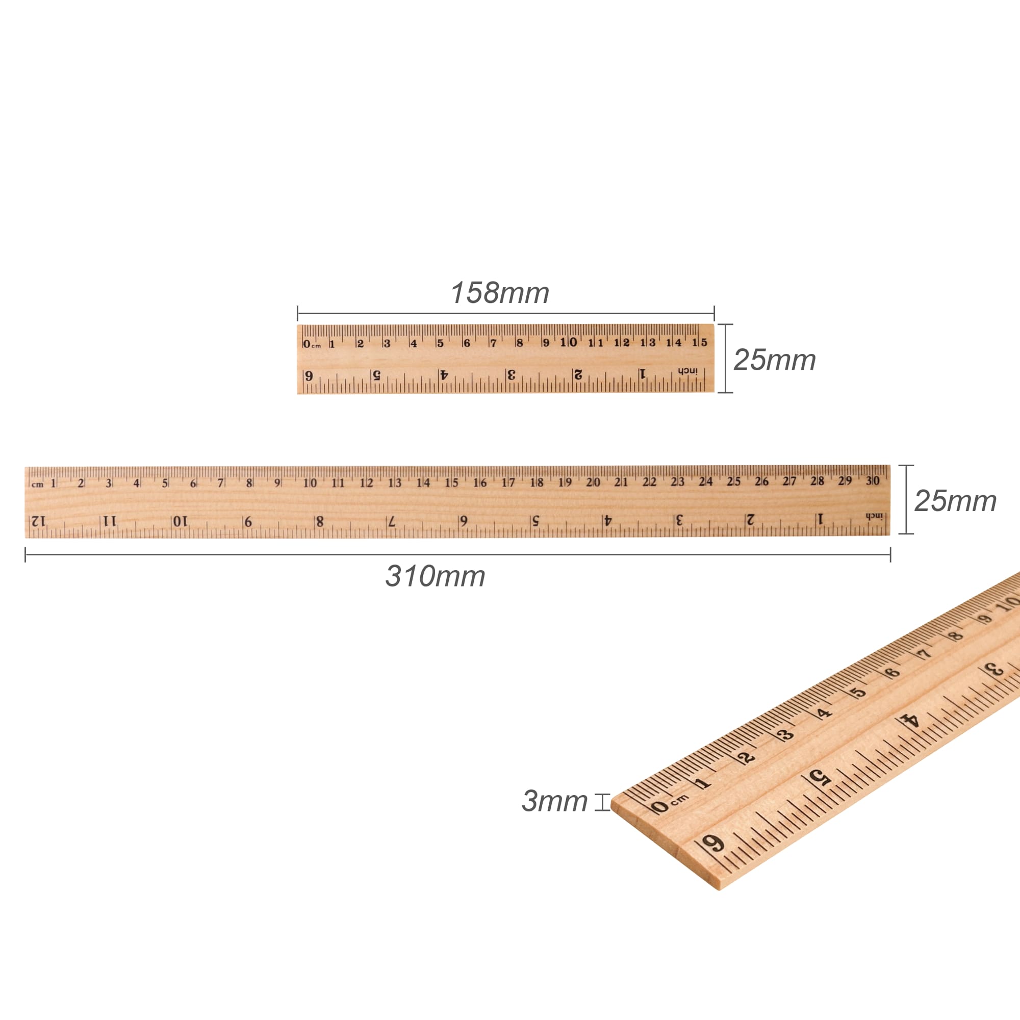 Dual Scale Wooden Ruler