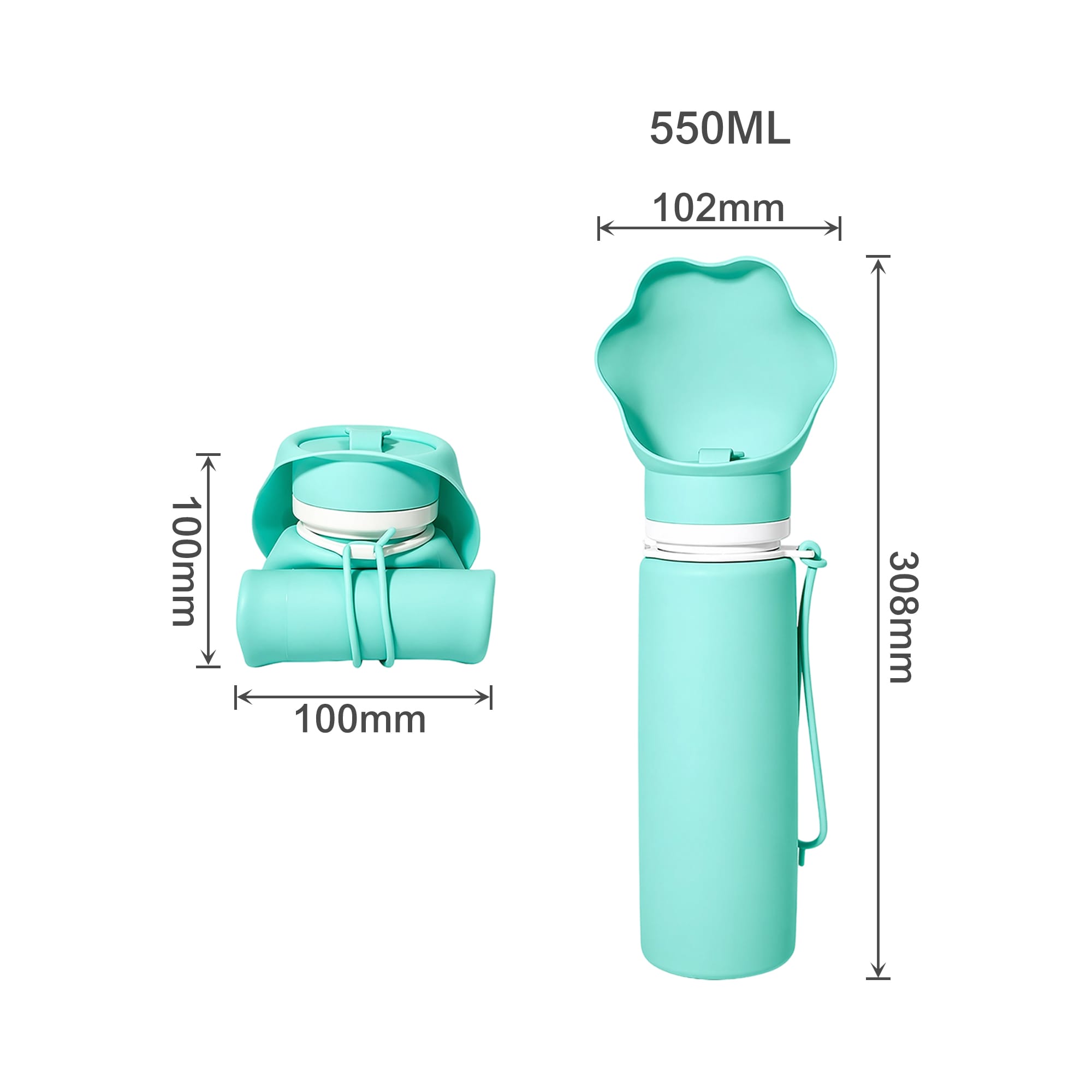 550ml Paw Bowl Collasible Dog Water Bottle