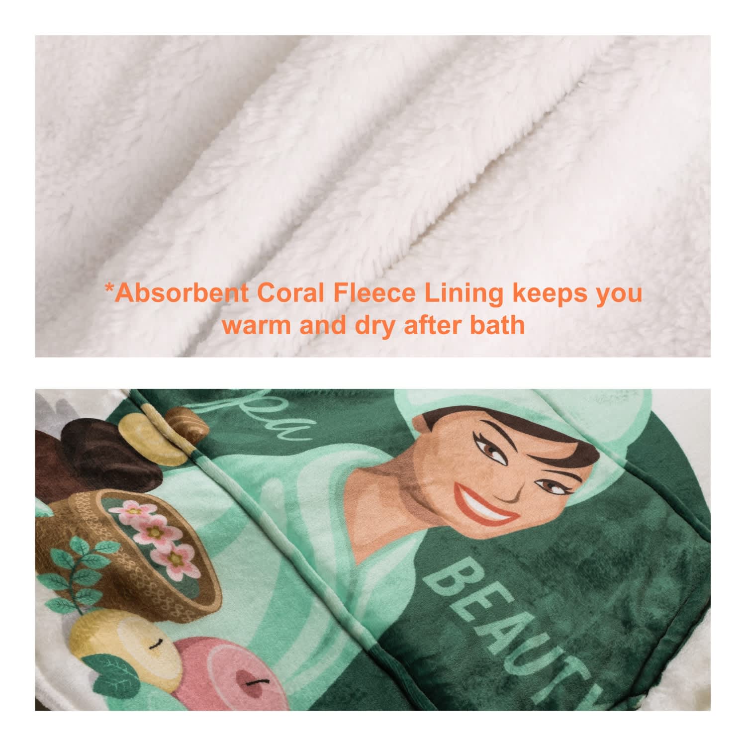 Unisex 100% Polyester Sublimated Wearable Blanket with Absorbent Lining
