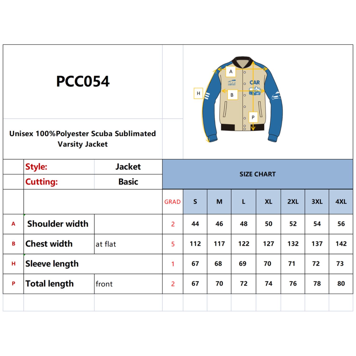 Unisex Polyester Scuba Sublimated Varsity Jacket