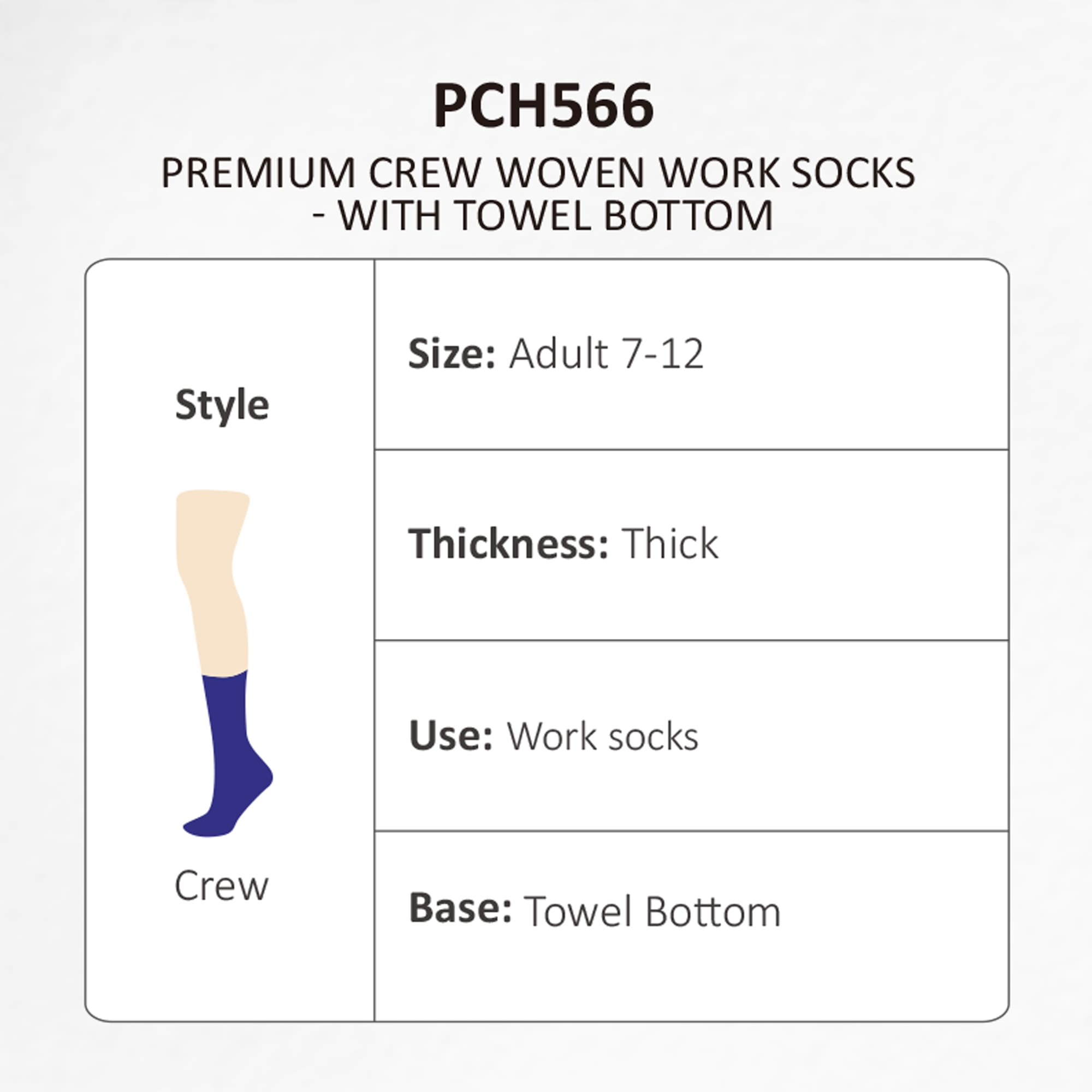 Premium Crew Woven Work Socks - With Towel Bottom