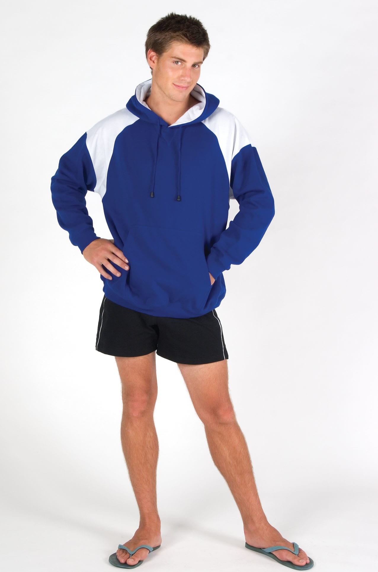 Mens Shoulder Contrast Panel Hoodie