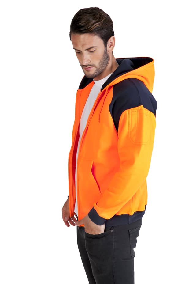 Men Shoulder Contrast Zipper Hoodies - WORKWEAR