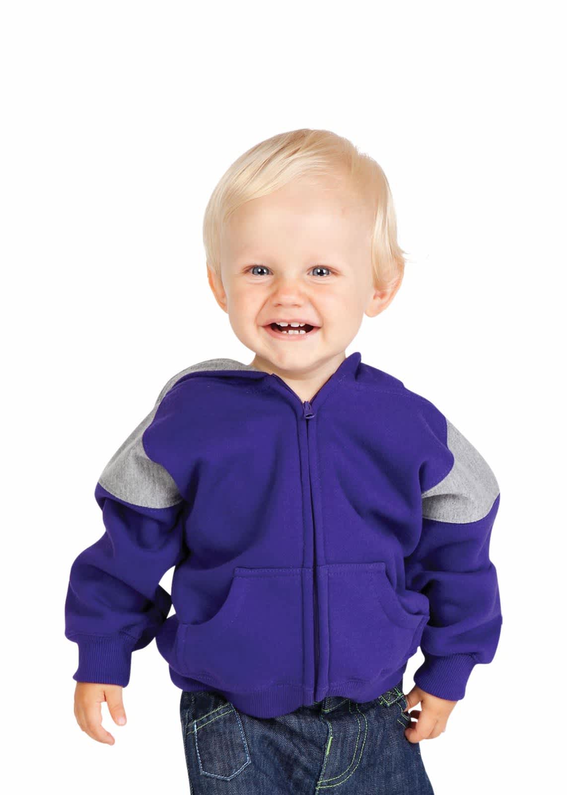 Kids Shoulder Contrast Panel Hoodies with Zipper