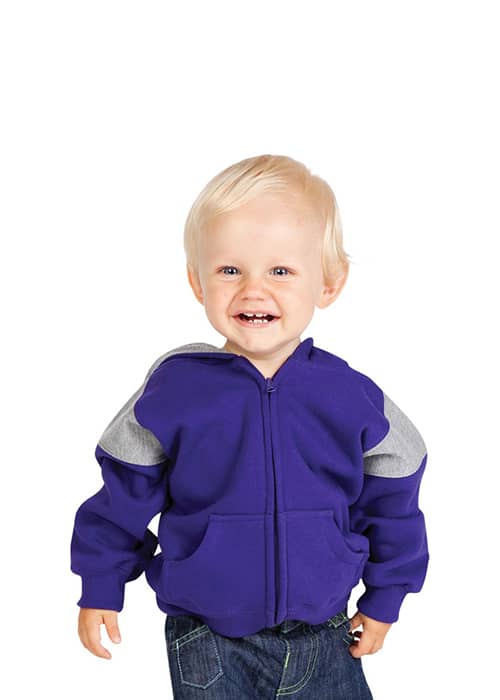 Kids Shoulder Contrast Panel Hoodies with Zipper